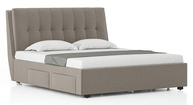 Beige Fabric,Engineered Wood King Size Bed with Drawer Storage Bed