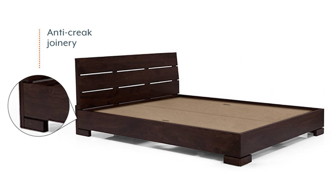 Solid Wood Queen Size Bed without Storage in Mahogany Finish
