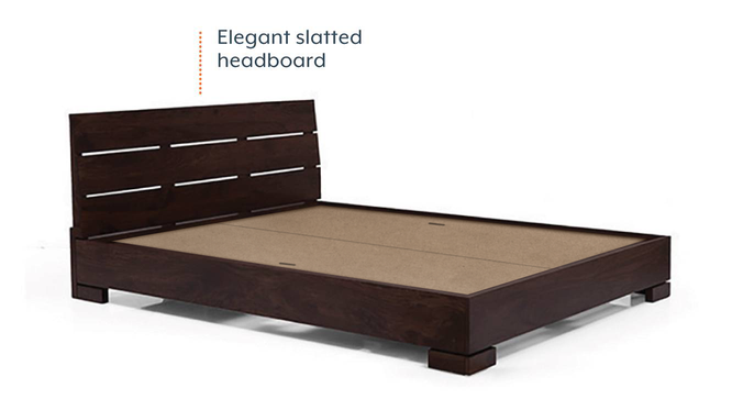 Solid Wood Queen Size Bed without Storage in Mahogany Finish