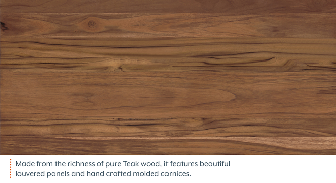 Solid Wood King Size Non Storage Bed in Natural Teak Finish