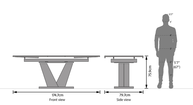 Caribu 4 to 6 Extendable - Ingrid (Leatherette) 4 Seater Dining Table
