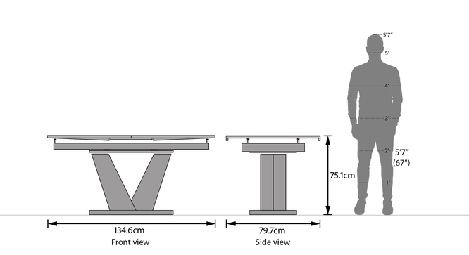 Caribu 4 to 6 Extendable - Ingrid (Leatherette) 4 Seater Dining Table