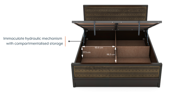 Solid Wood Queen Size Hydraulic Storage Bed in American Walnut Finish
