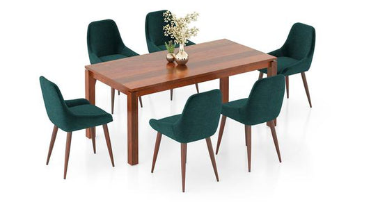 Solid Wood 6 Seater Dining Table With Rickman Lounge Chairs