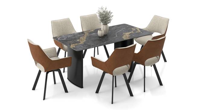 6 Seater Ceramic Dining Table With Casey Swivel Dining Chairs