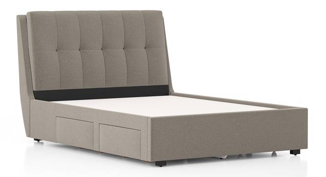 Beige Fabric,Engineered Wood Queen Size Bed with Drawer Storage Bed
