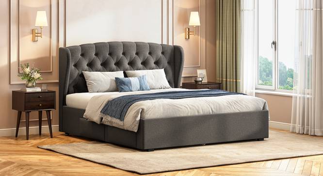 Grey King Size Upholstered Storage Bed