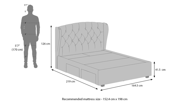 Grey Queen Size Upholstered Storage Bed