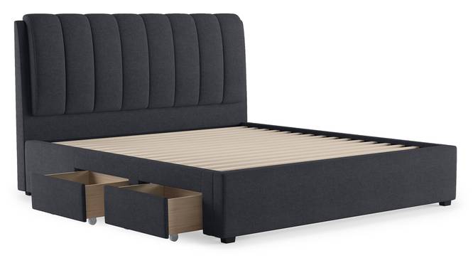 Engineered Wood King Size Drawer Storage Upholstered Bed in Grey Finish