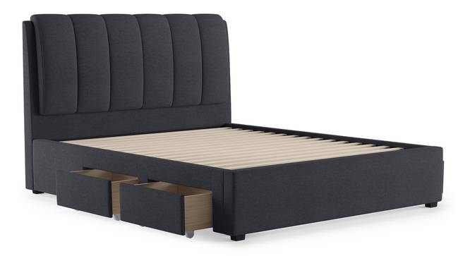 Engineered Wood Queen Size Drawer Storage Upholstered Bed in Grey Finish