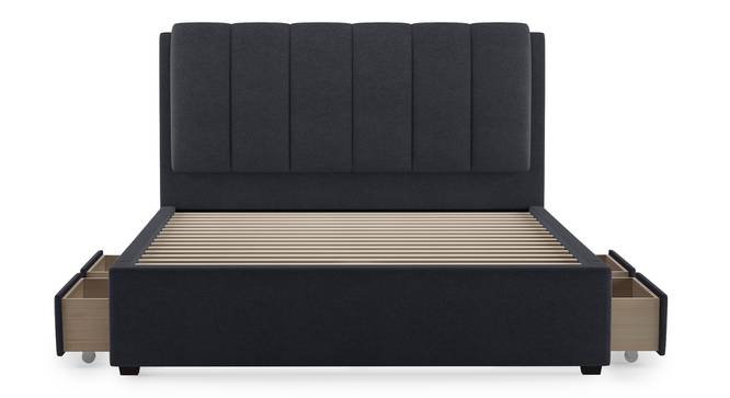 Engineered Wood Queen Size Drawer Storage Upholstered Bed in Grey Finish