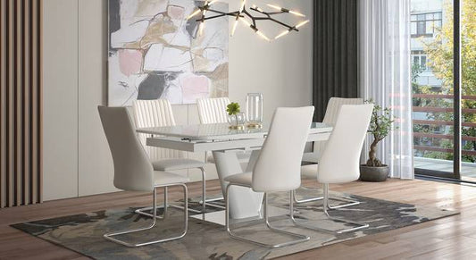 Ingrid Leatherette Dining Chair set of 2 in White Finish