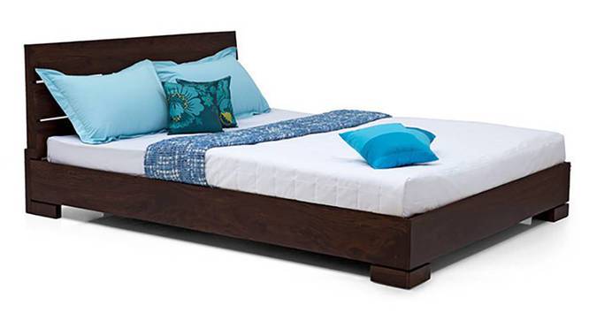 Solid Wood Queen Size Bed without Storage in Mahogany Finish