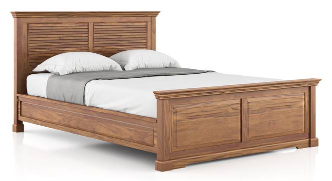 Solid Wood Queen Size Non Storage Bed in Natural Teak Finish