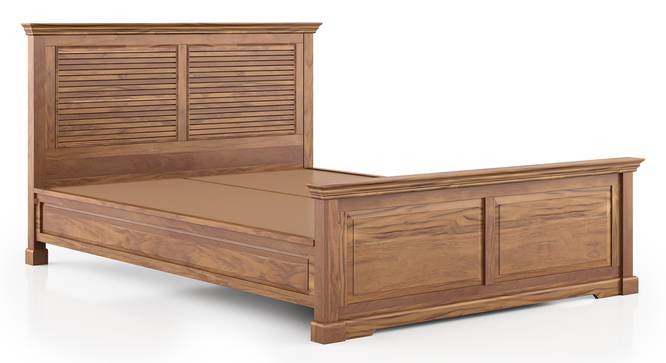 Solid Wood Queen Size Non Storage Bed in Natural Teak Finish