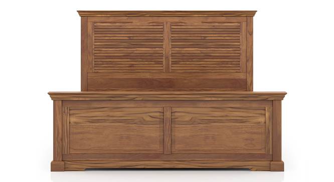 Solid Wood Queen Size Non Storage Bed in Natural Teak Finish