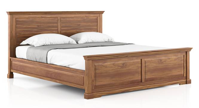 Solid Wood King Size Non Storage Bed in Natural Teak Finish