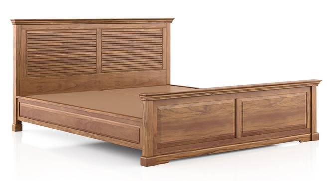 Solid Wood King Size Non Storage Bed in Natural Teak Finish