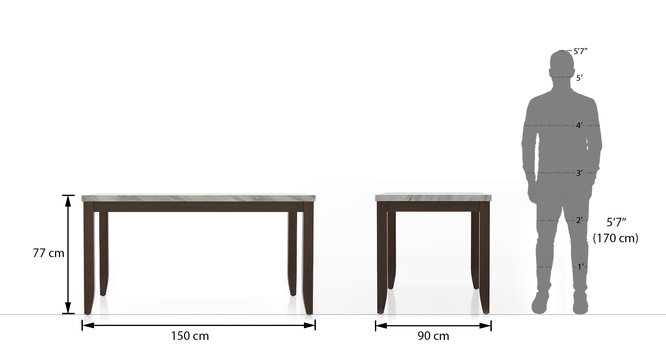 Engineered Wood 6 Seater Dining Table With Set Of Persica Dining Chairs In Dark Walnut Finish